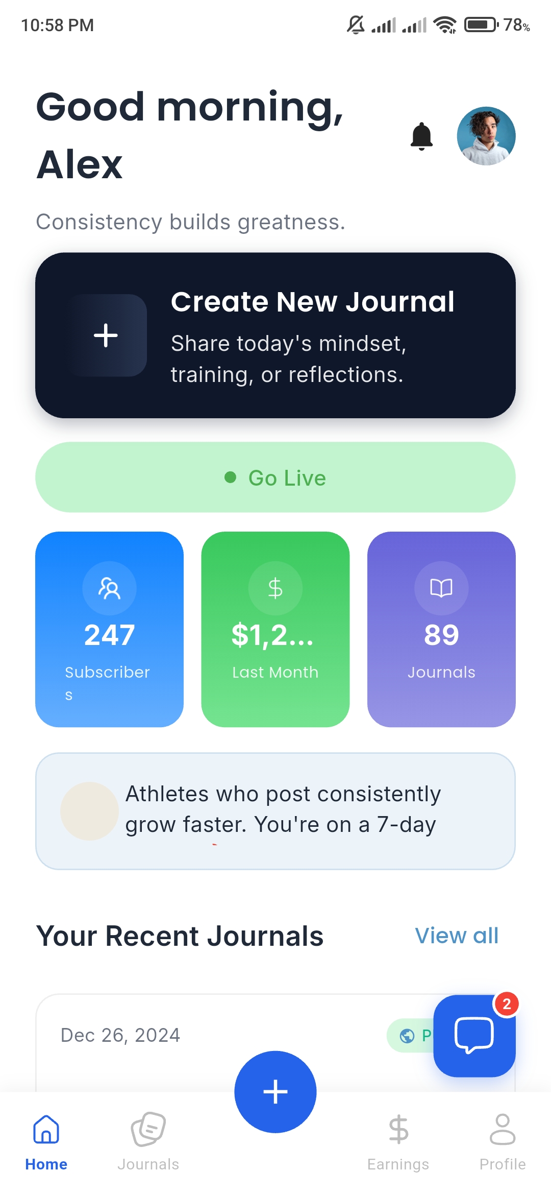 Athlete App Screen